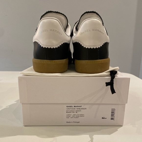 Isabel Marant Beth Sneaker in Black Leather/Gum Sole sz 39 New in Box - Picture 6 of 10